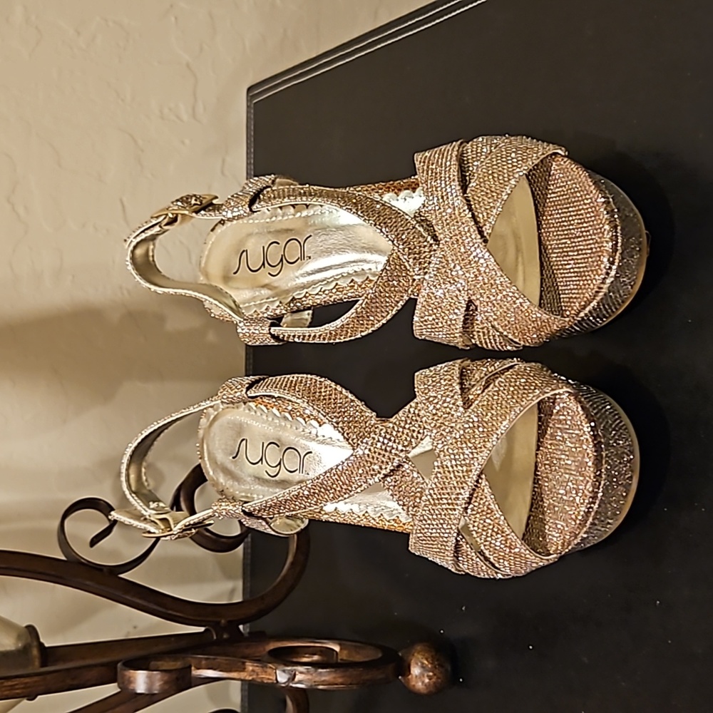 Gold Platform Sandals,  Size 5.5 by SUGAR